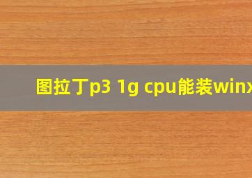 图拉丁p3 1g cpu能装winxp